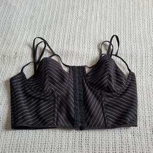 Leg Avenue Corset Bustier Bra Lingerie Black White Pinstripe Women's Size Large